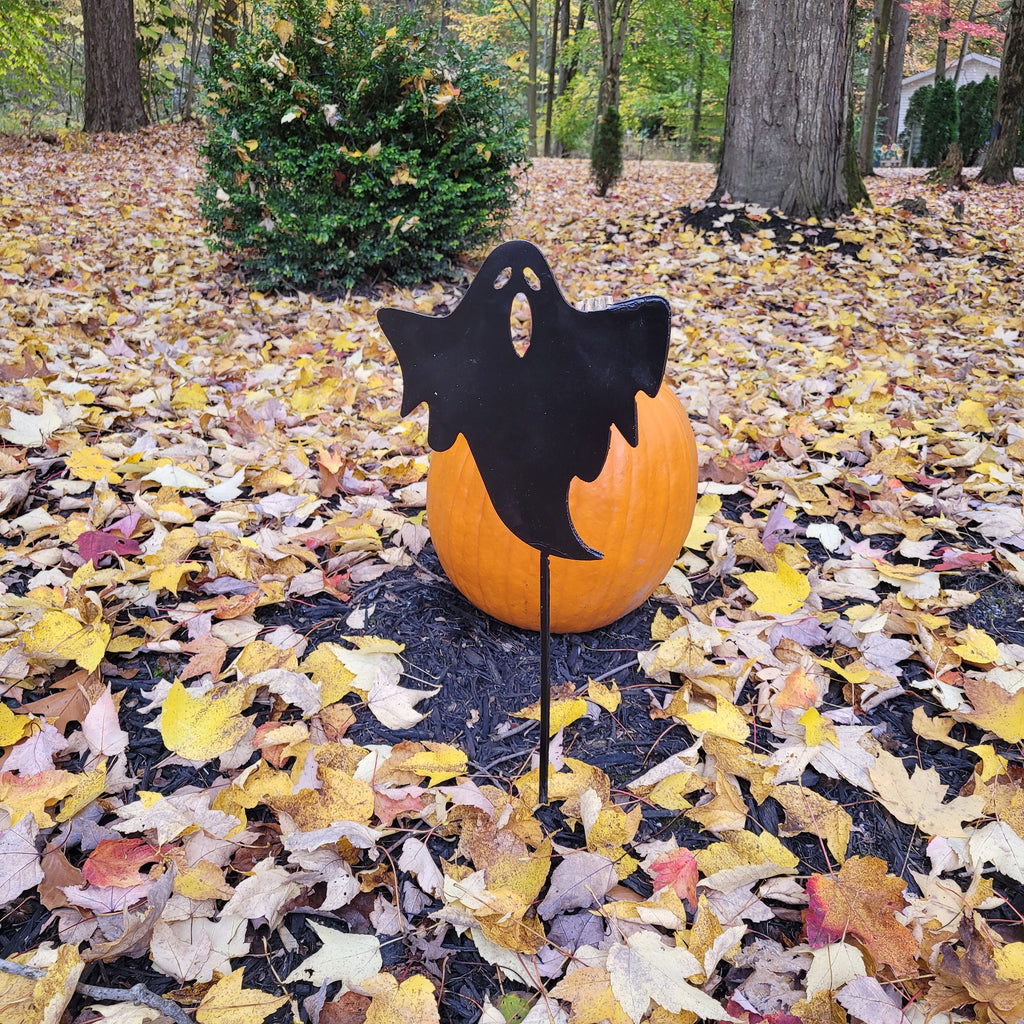 Halloween Ghost Metal Garden Stake Metal Garden Stake — front view on white background