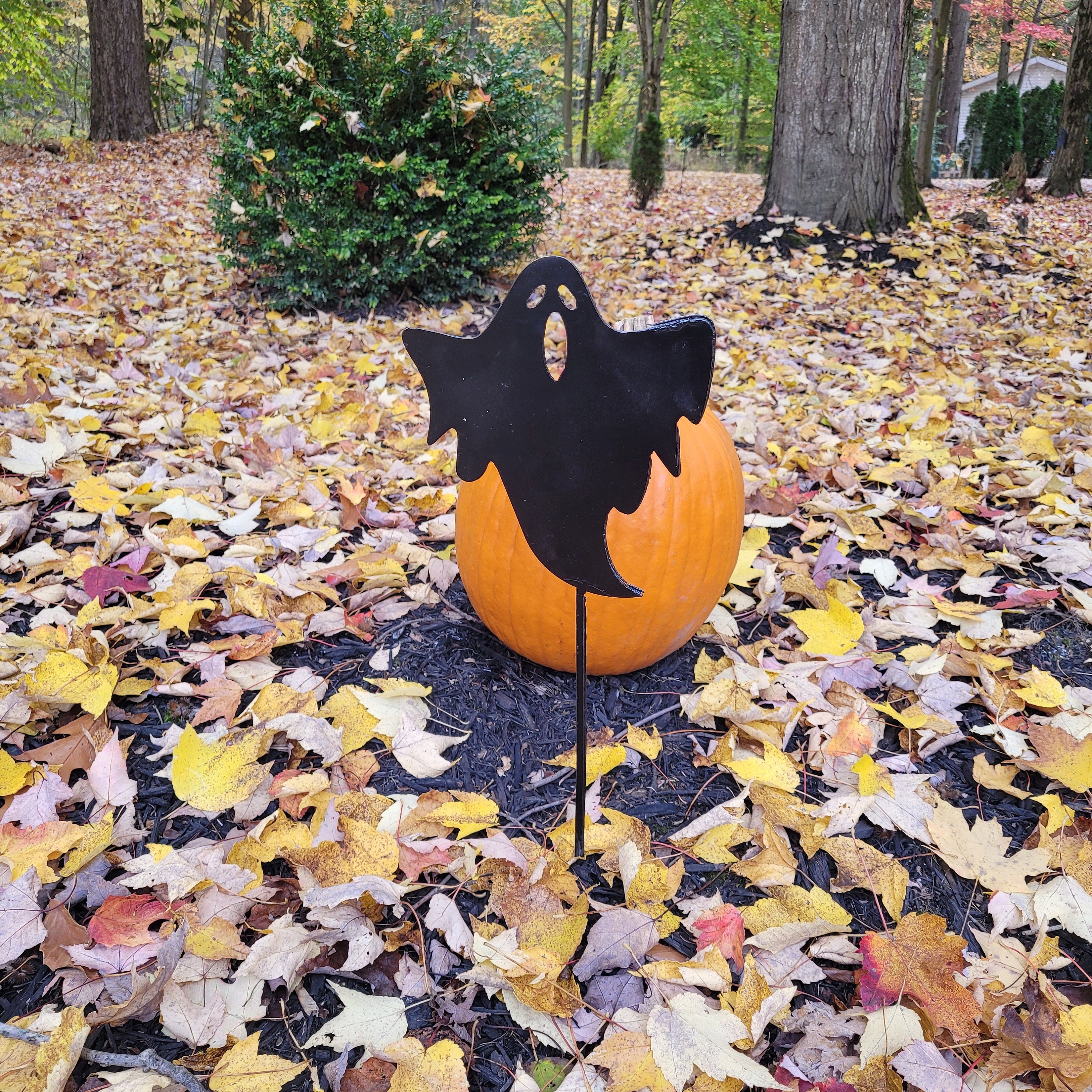 Halloween Ghost Metal Garden Stake Metal Garden Stake — front view on white background