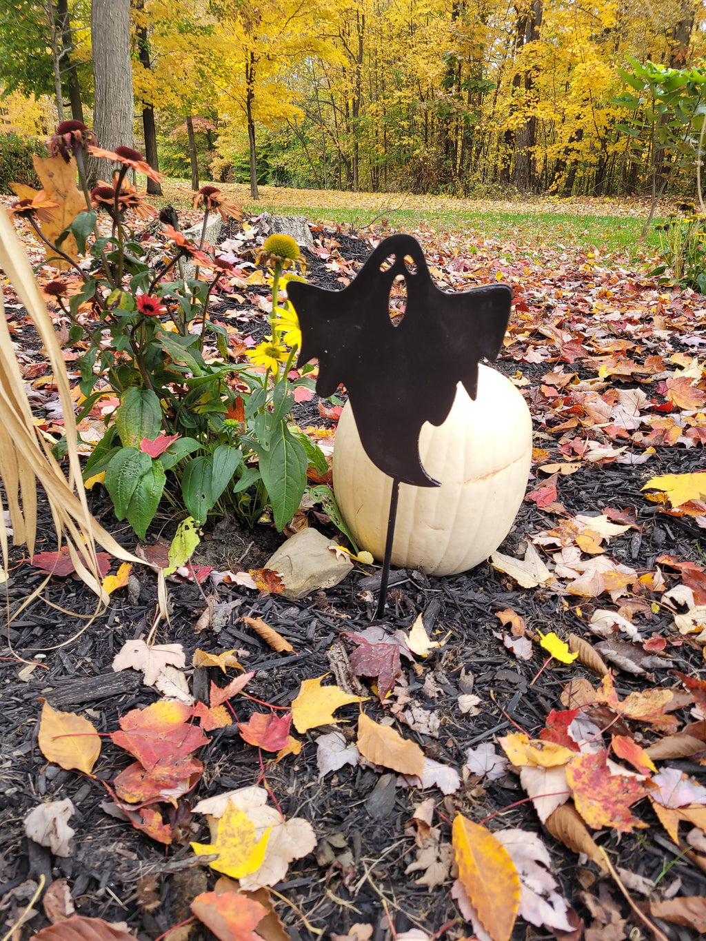 Halloween Ghost Metal Garden Stake Metal Garden Stake — detail view