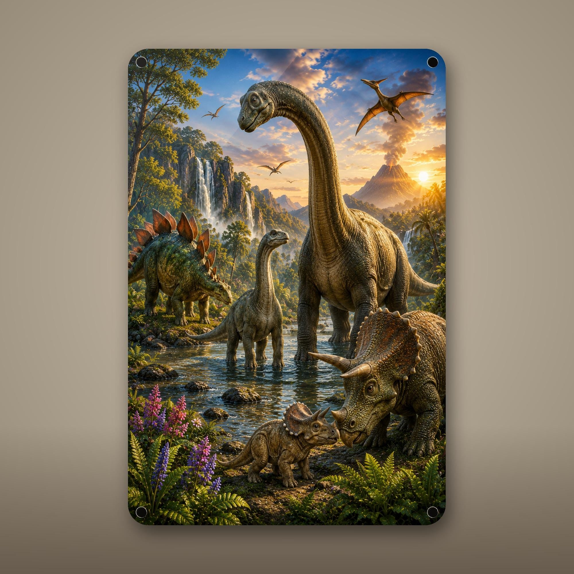 Dinosaur Valley Family Aluminum Sign Aluminum Sign — front view on white background