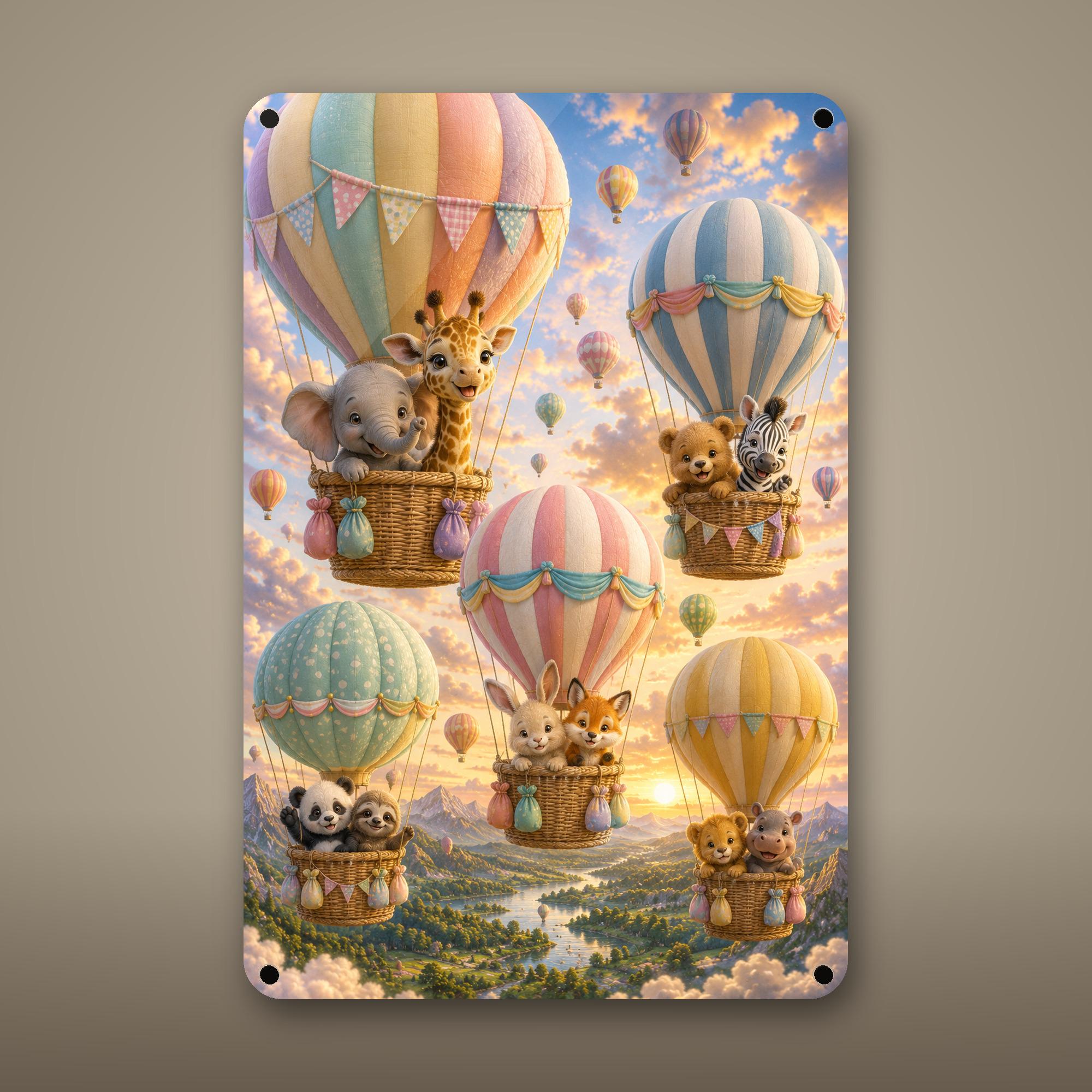 Balloon Animal Adventure Aluminum Sign Aluminum Sign — front view on white background