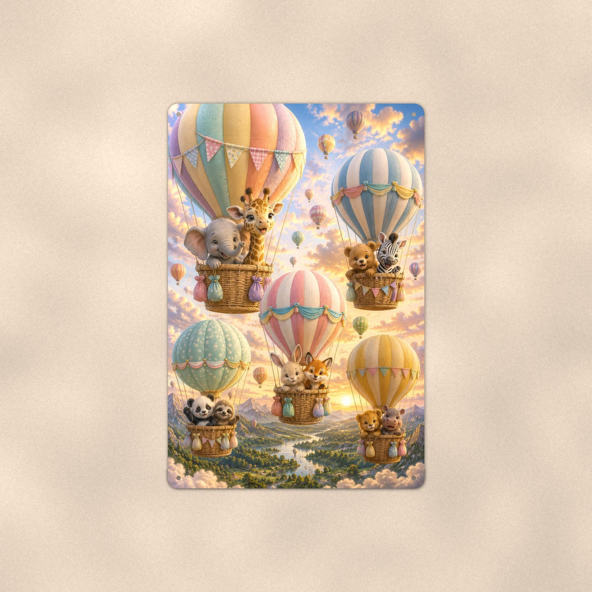 Balloon Animal Adventure on a sublimated 8 x 12 in aluminum sign, shown whole against a plain wall — wall decor, handmade gift.