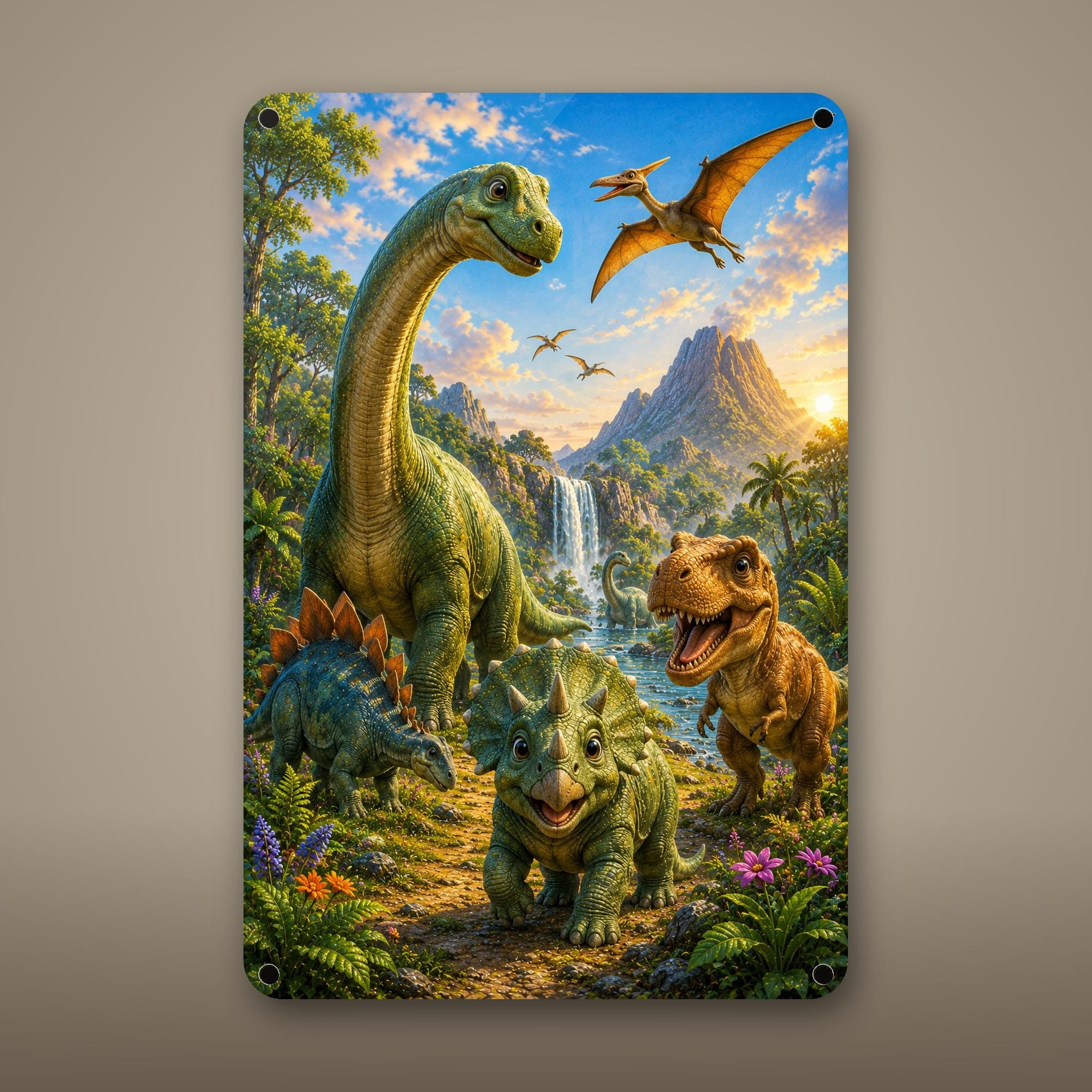 Dinosaur Valley Herd Aluminum Sign Aluminum Sign — front view on white background