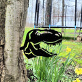 T-Rex Dinosaur Metal Garden Stake Metal Garden Stake — front view on white background