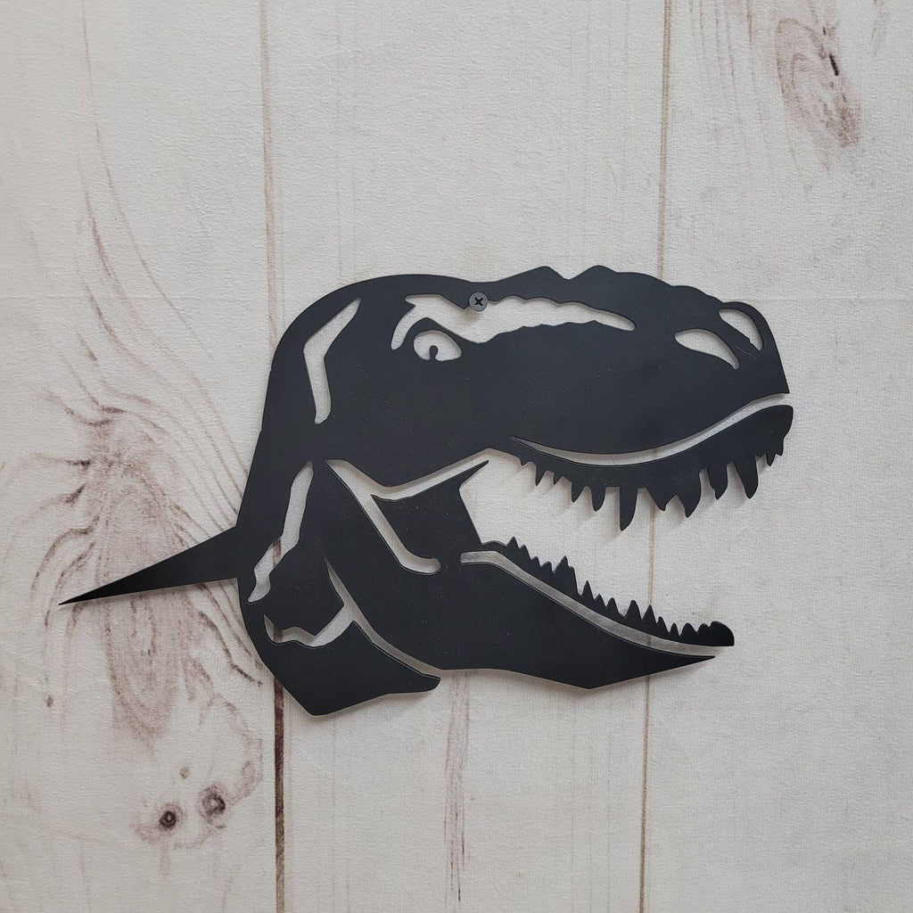 T-Rex Dinosaur Metal Garden Stake Metal Garden Stake — detail view