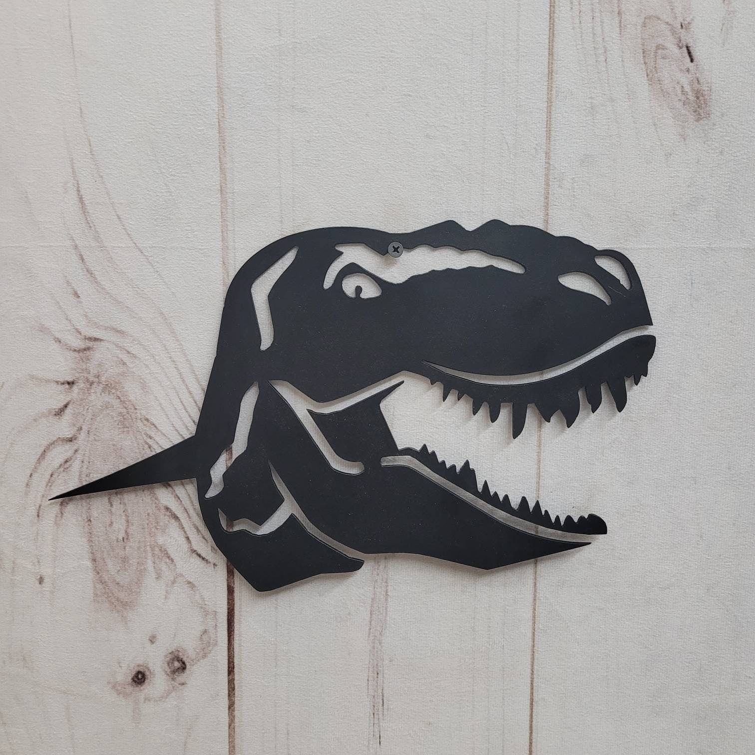 T-Rex Dinosaur Metal Garden Stake Metal Garden Stake — detail view