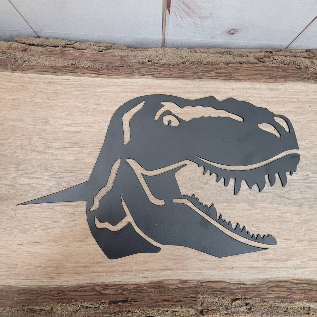 T-Rex Dinosaur Metal Garden Stake Metal Garden Stake — alternate angle