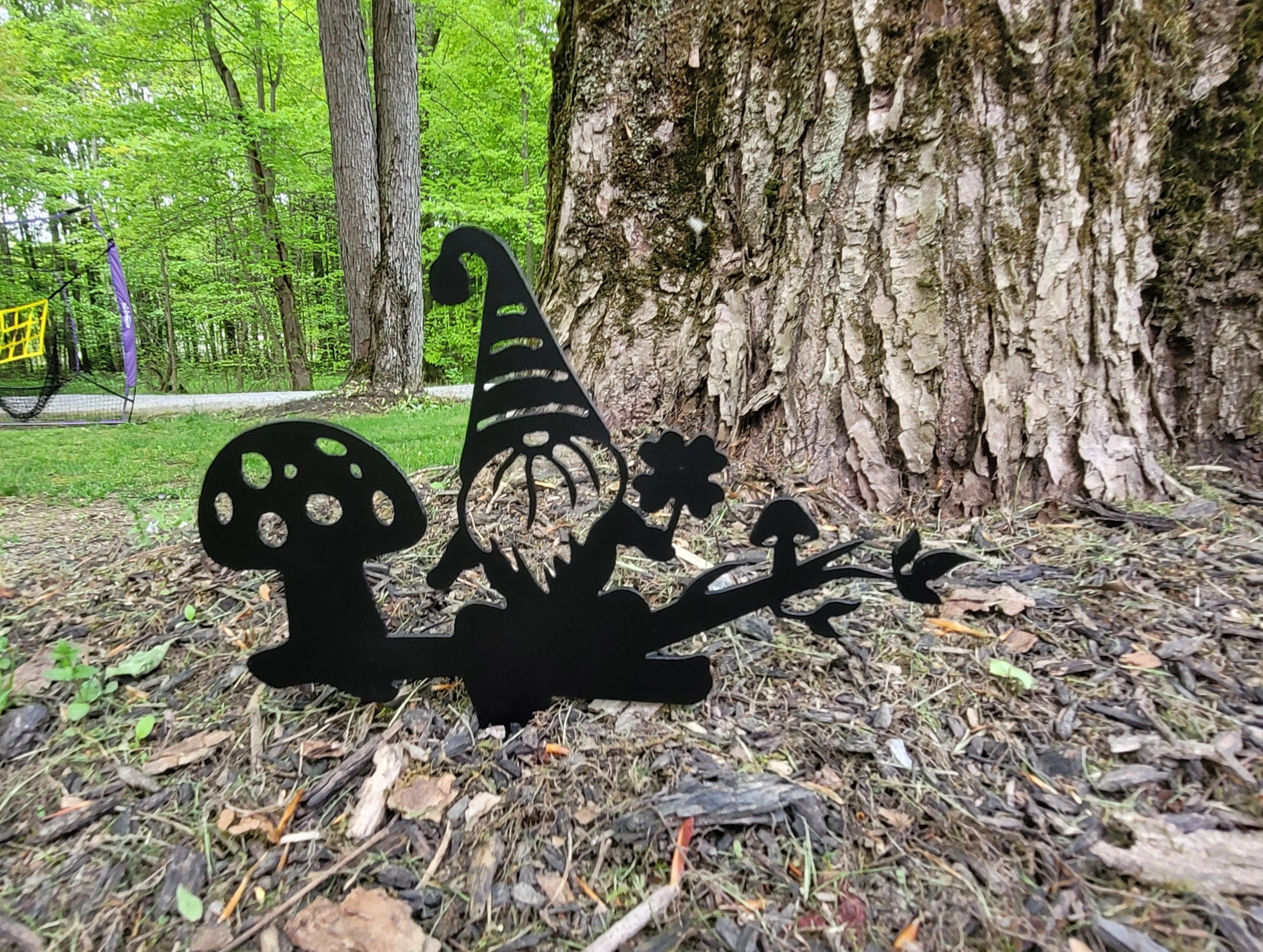 Garden Gnome Metal Garden Stake Metal Garden Stake — lifestyle setting