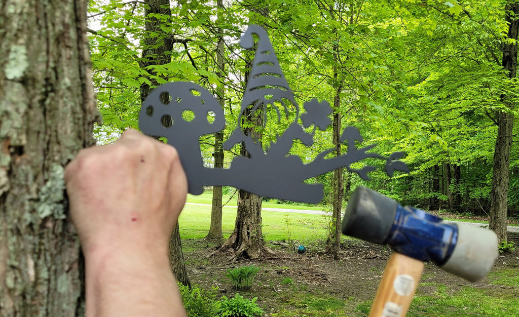 Garden Gnome Metal Garden Stake Metal Garden Stake — alternate angle