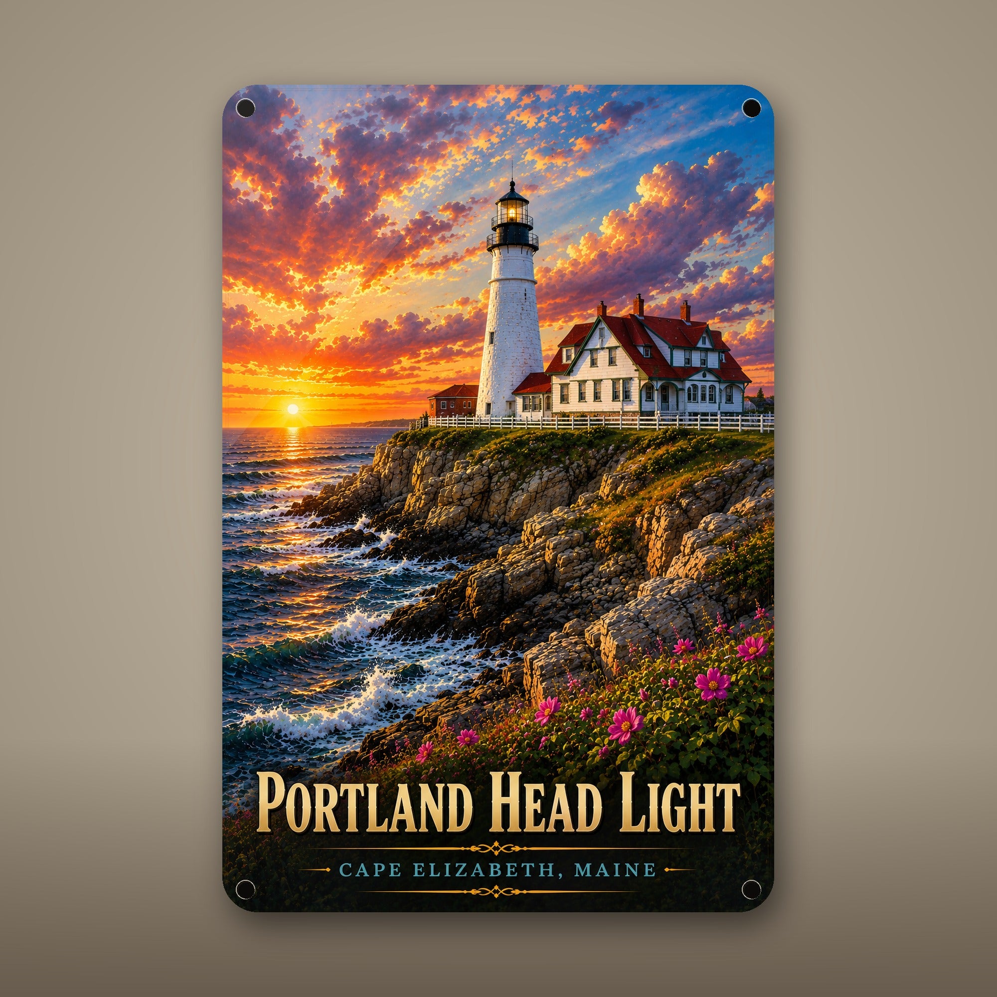 Portland Head Light Metal Wall Art, Aluminum Sign, Cape Elizabeth, Maine Coastal Decor, Nautical Wall Hanging, Lighthouse Lover Gift