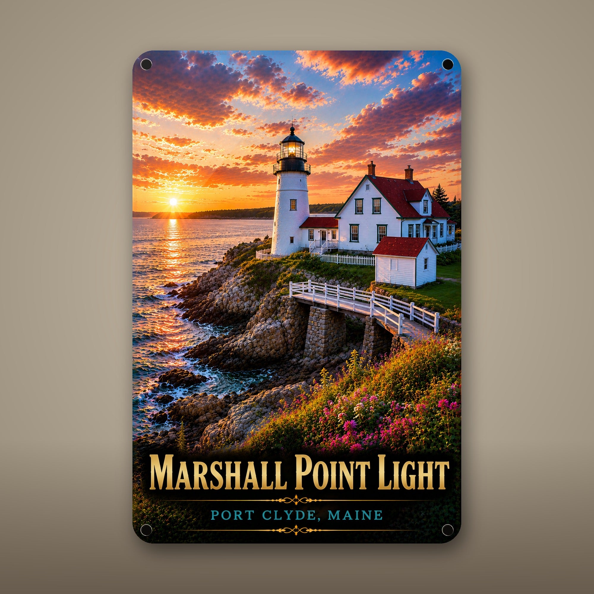 Marshall Point Light Metal Wall Art, Aluminum Sign, Port Clyde, Maine Coastal Decor, Nautical Wall Hanging, Lighthouse Lover Gift