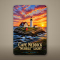 Cape Neddick 'Nubble' Light Metal Wall Art, Aluminum Sign, York, Maine Coastal Decor, Nautical Wall Hanging, Lighthouse Lover Gift