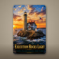 Execution Rocks Light Metal Wall Art, Aluminum Sign, Long Island Sound, New York Coastal Decor, Nautical Wall Hanging, Lighthouse Lover Gift