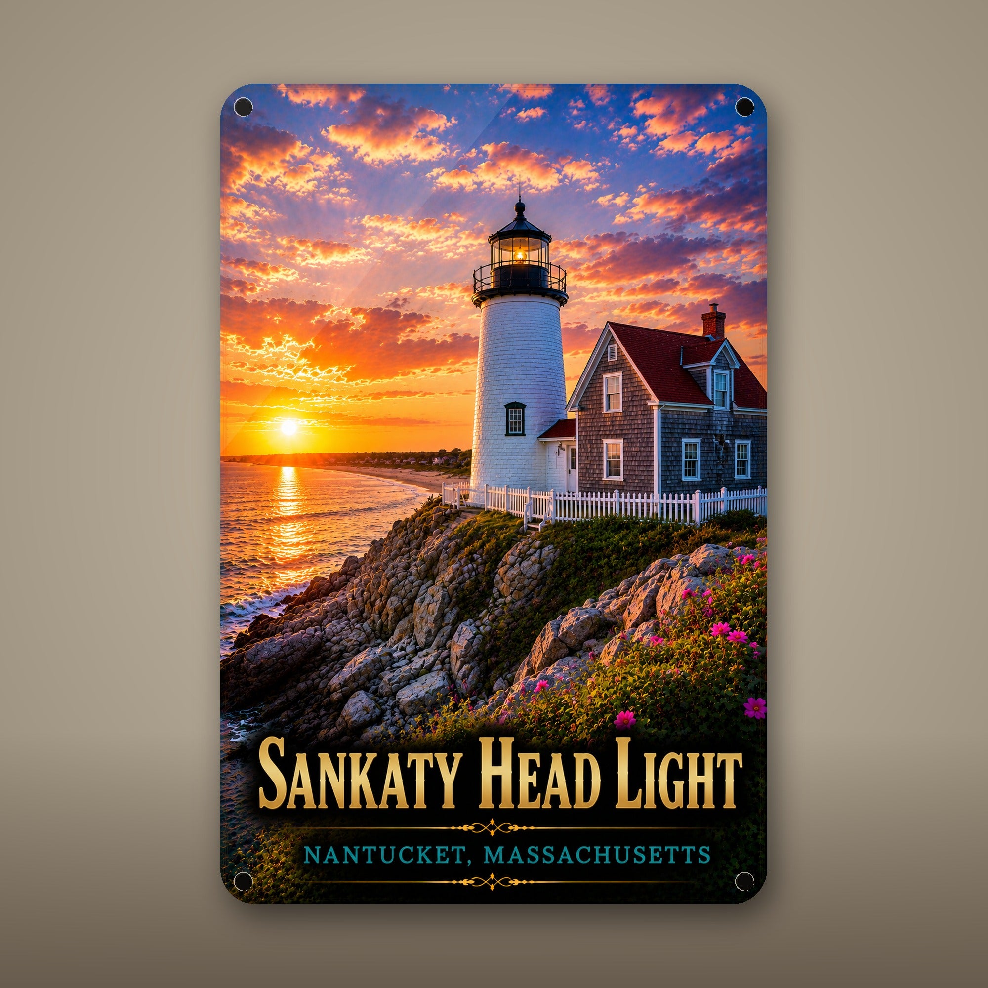 Sankaty Head Light Metal Wall Art, Aluminum Sign, Nantucket, Massachusetts Coastal Decor, Nautical Wall Hanging, Lighthouse Lover Gift