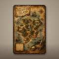 Treasure Island Map Aluminum Sign Aluminum Sign — front view on white background