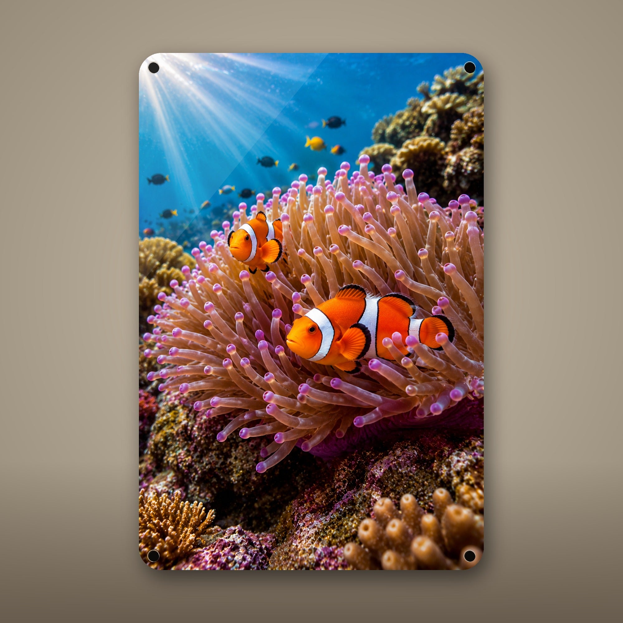 Clownfish and Anemone Metal Wall Art, Aluminum Sign, Marine Wildlife Wall Decor, Coastal Beach House Gift — aluminum sign mockup