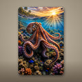 Octopus Metal Wall Art, Aluminum Sign, Marine Wildlife Wall Decor, Coastal Beach House Gift — aluminum sign mockup