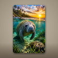 Manatee Metal Wall Art, Aluminum Sign, Marine Wildlife Wall Decor, Coastal Beach House Gift — aluminum sign mockup