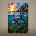 Dolphin Leaping Metal Wall Art, Aluminum Sign, Marine Wildlife Wall Decor, Coastal Beach House Gift — aluminum sign mockup