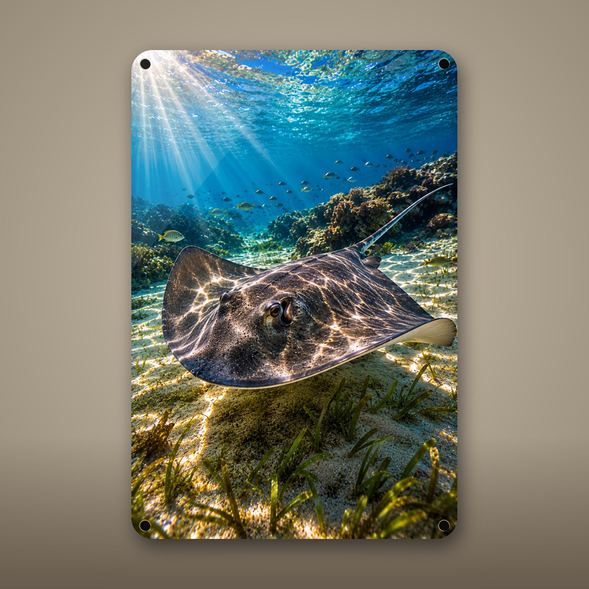 Sea Turtle Swimming Metal Wall Art, Aluminum Sign, Marine Wildlife Wall Decor, Coastal Beach House Gift — aluminum sign mockup