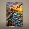 Pelican Metal Wall Art, Aluminum Sign, Marine Wildlife Wall Decor, Coastal Beach House Gift — aluminum sign mockup