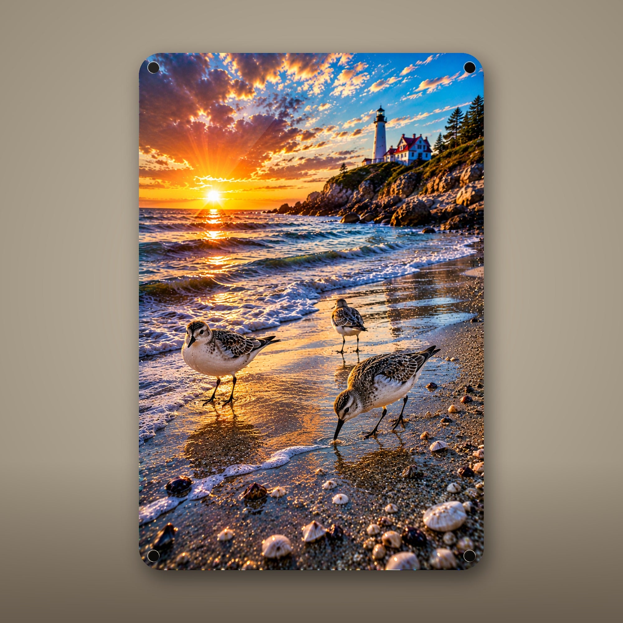 Tidepool Scene Metal Wall Art, Aluminum Sign, Marine Wildlife Wall Decor, Coastal Beach House Gift — aluminum sign mockup