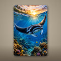 Manta Ray Metal Wall Art, Aluminum Sign, Marine Wildlife Wall Decor, Coastal Beach House Gift — aluminum sign mockup