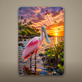 Roseate Spoonbill Metal Wall Art, Aluminum Sign, Marine Wildlife Wall Decor, Coastal Beach House Gift — aluminum sign mockup