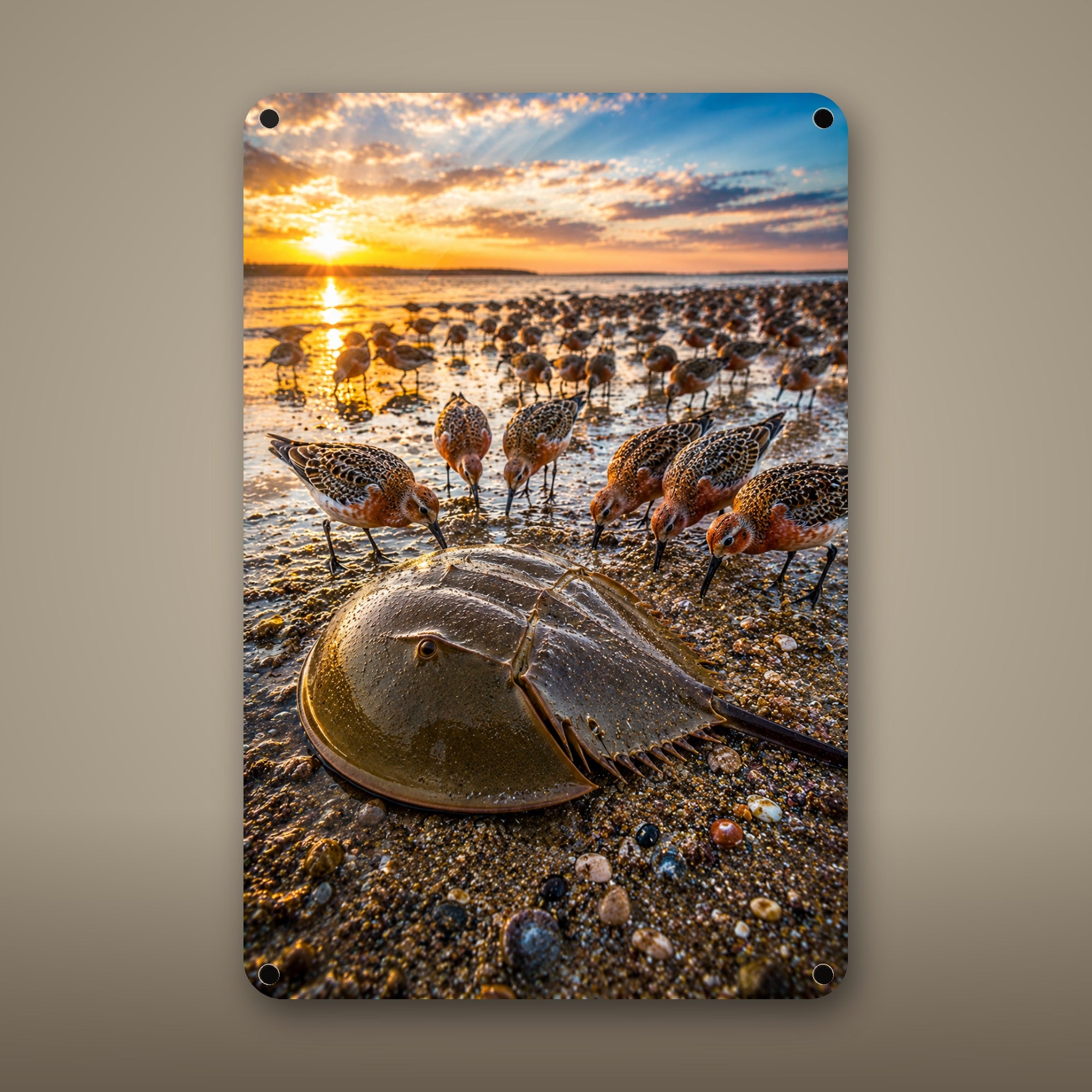 Horseshoe Crab Pair Metal Wall Art, Aluminum Sign, Marine Wildlife Wall Decor, Coastal Beach House Gift — aluminum sign mockup