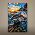 Dolphin Duo Metal Wall Art, Aluminum Sign, Marine Wildlife Wall Decor, Coastal Beach House Gift — aluminum sign mockup