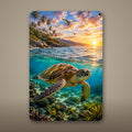 Sea Turtle Diving Metal Wall Art, Aluminum Sign, Marine Wildlife Wall Decor, Coastal Beach House Gift — aluminum sign mockup