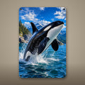 Orca Pod Metal Wall Art, Aluminum Sign, Marine Wildlife Wall Decor, Coastal Beach House Gift — aluminum sign mockup