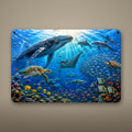Dolphin Reef Scene Metal Wall Art, Aluminum Sign, Marine Wildlife Wall Decor, Coastal Beach House Gift — aluminum sign mockup