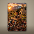 Native Weaving Scene Aluminum Sign Aluminum Sign — front view on white background