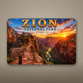 Zion National Park Sign, Angels Landing Metal Wall Art, Utah Aluminum Vintage Travel Poster Gift