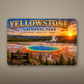 Yellowstone National Park Sign, Grand Prismatic Spring Metal Wall Art, Wyoming, Montana & Idaho Aluminum Vintage Travel Poster Gift