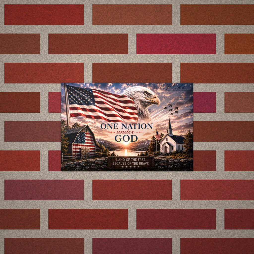 One Nation Under God Patriotic Metal Sign Aluminum Sign — alternate angle