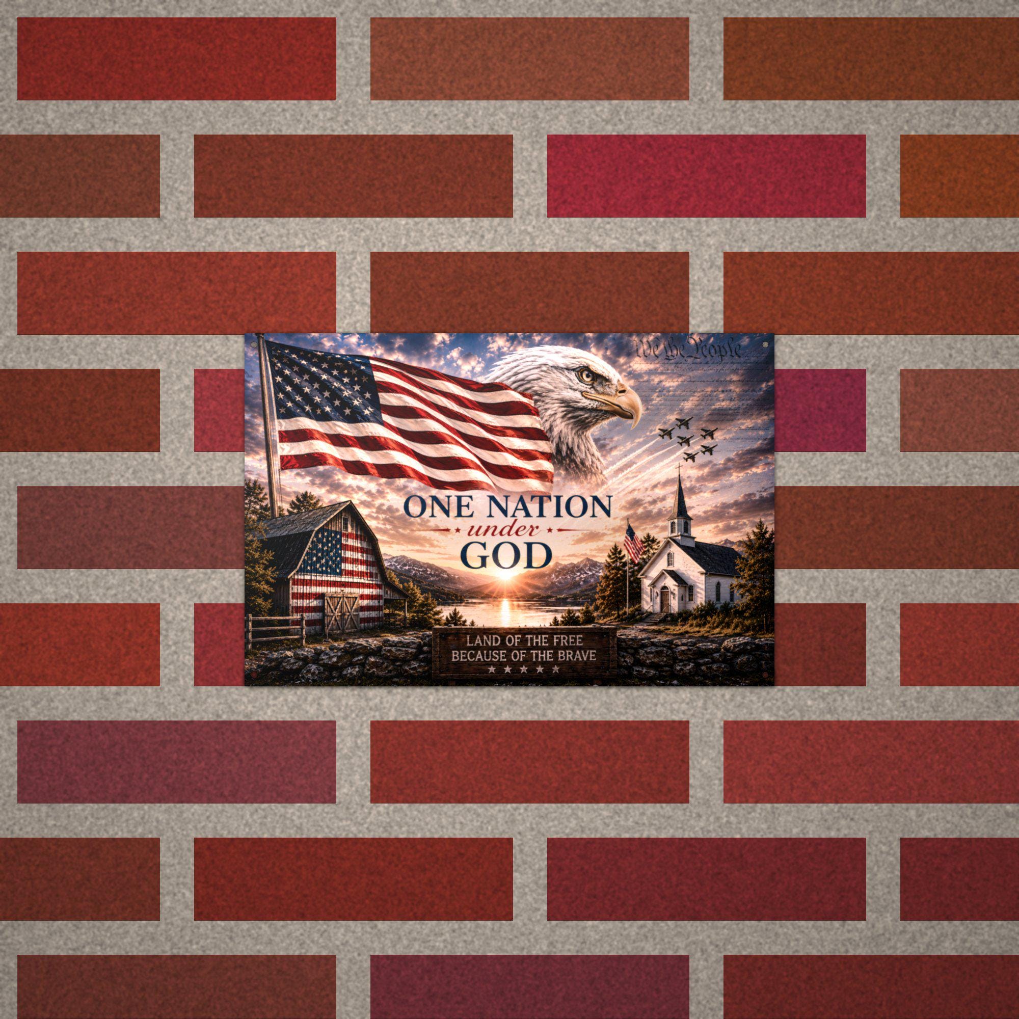 One Nation Under God Patriotic Metal Sign Aluminum Sign — alternate angle