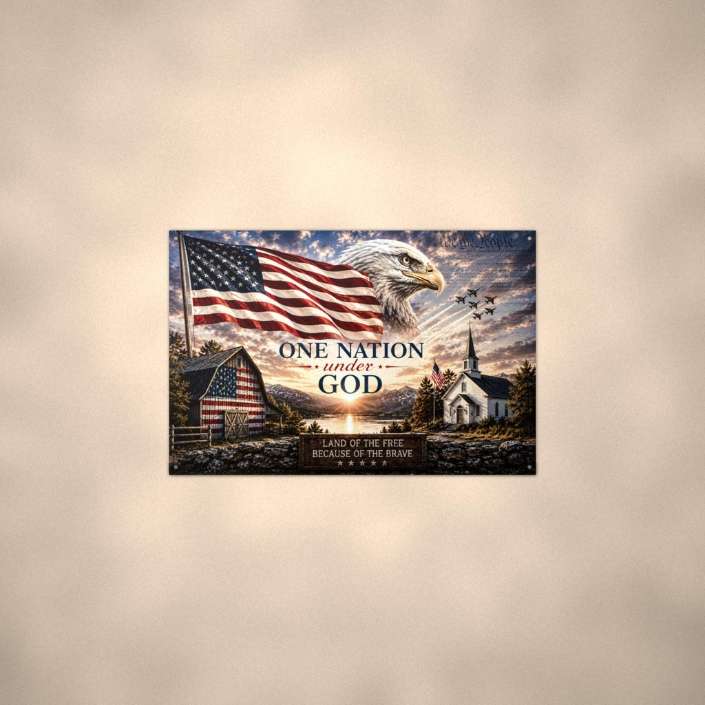 One Nation Under God Patriotic Metal Sign Aluminum Sign — alternate angle