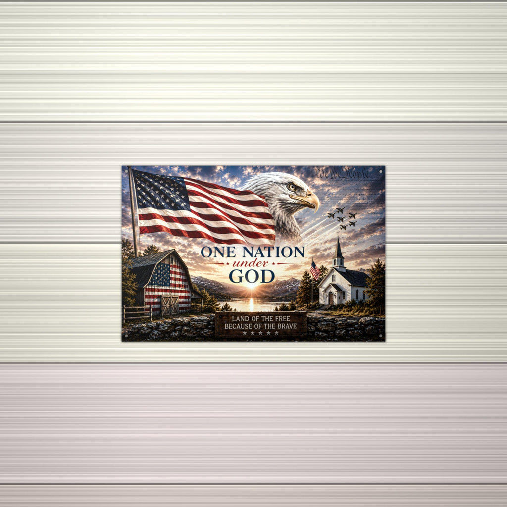 One Nation Under God Patriotic Metal Sign Aluminum Sign — alternate angle