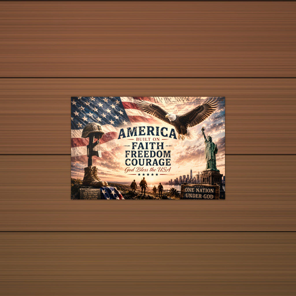 America Faith Freedom Courage Patriotic Metal Aluminum Sign — alternate angle