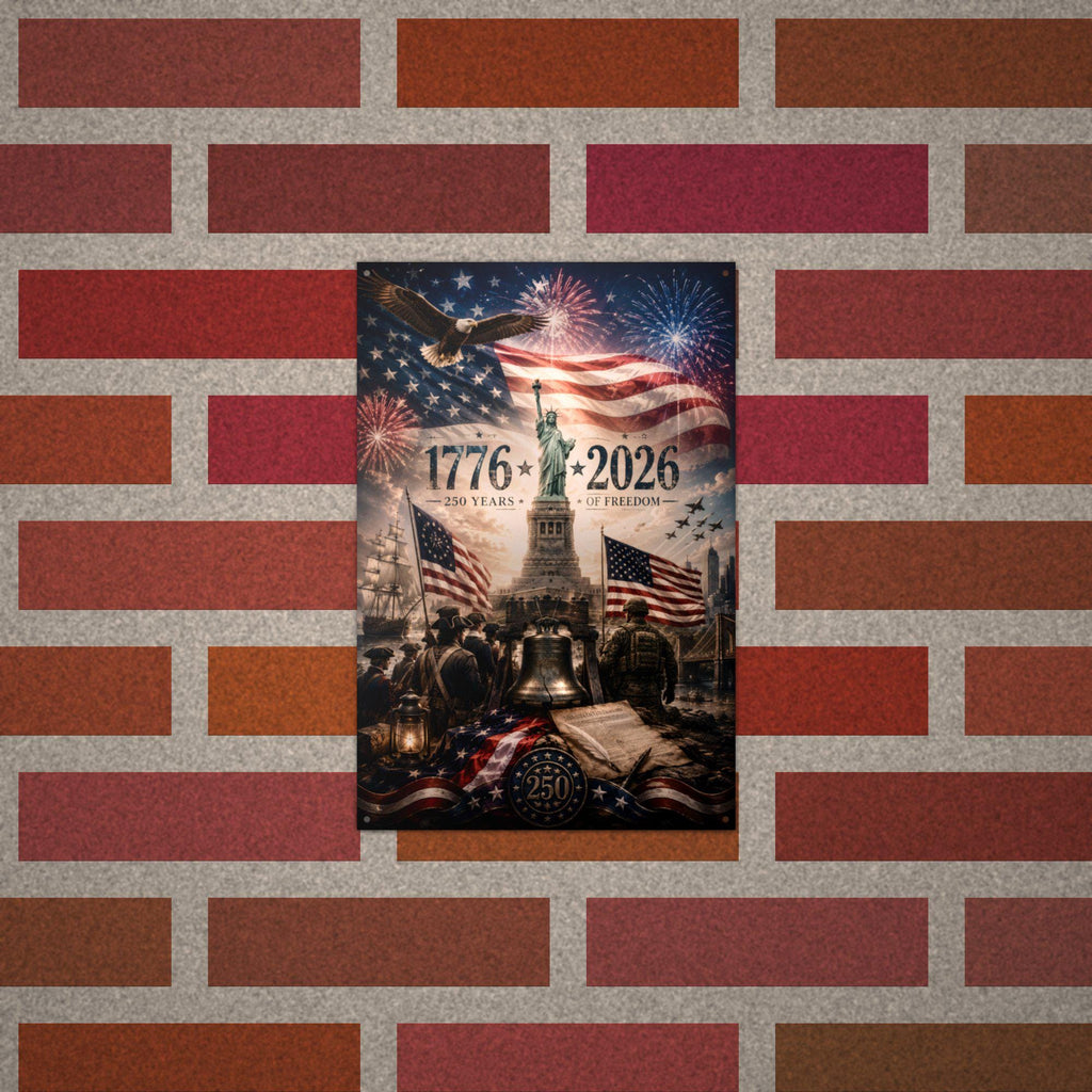 1776-2026 250 Years of Freedom Patriotic Meta Aluminum Sign — alternate angle