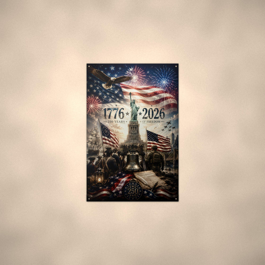 1776-2026 250 Years of Freedom Patriotic Meta Aluminum Sign — alternate angle