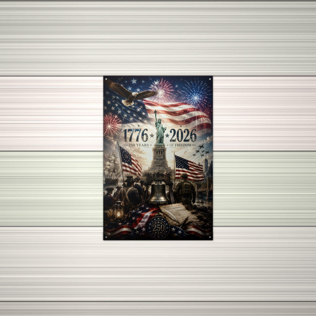 1776-2026 250 Years of Freedom Patriotic Meta Aluminum Sign — alternate angle