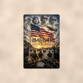 World War II United We Stand Patriotic on a sublimated 8 x 12 in aluminum sign, shown whole against a plain wall — wall decor, handmade gift.