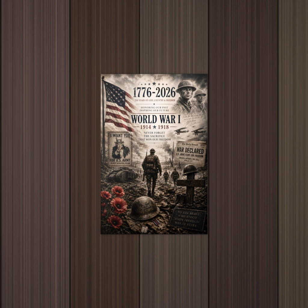 World War I 1914-1918 Patriotic Metal Sign Aluminum Sign — detail view