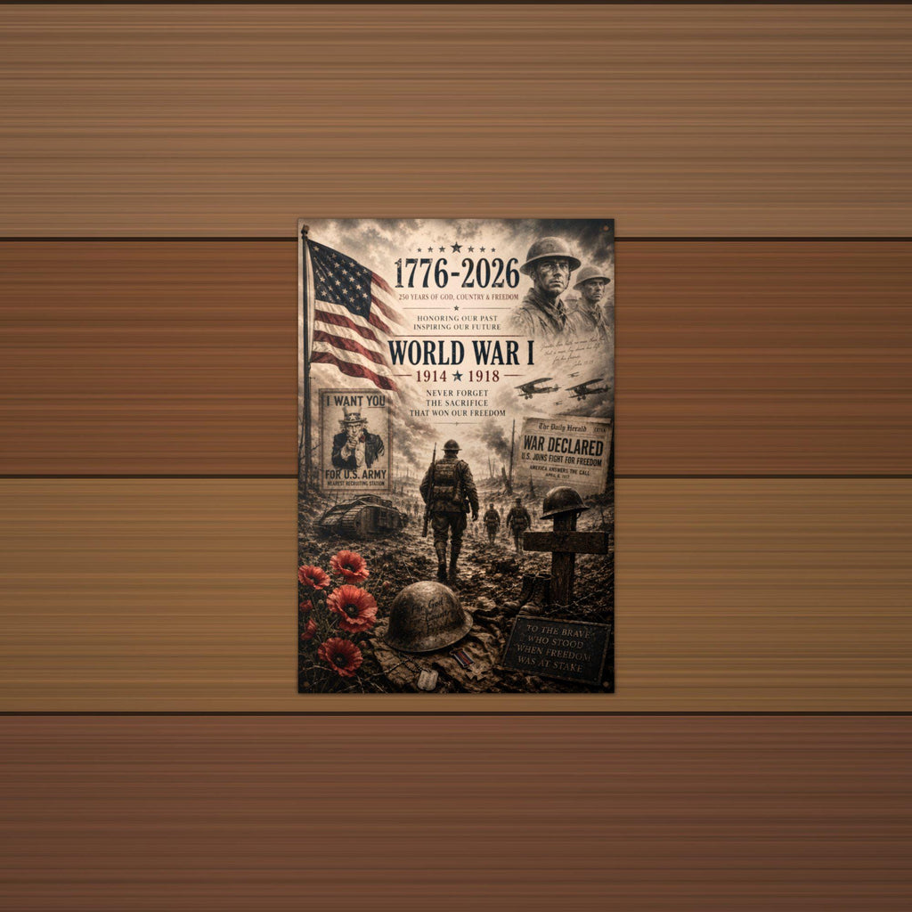 World War I 1914-1918 Patriotic Metal Sign Aluminum Sign — alternate angle