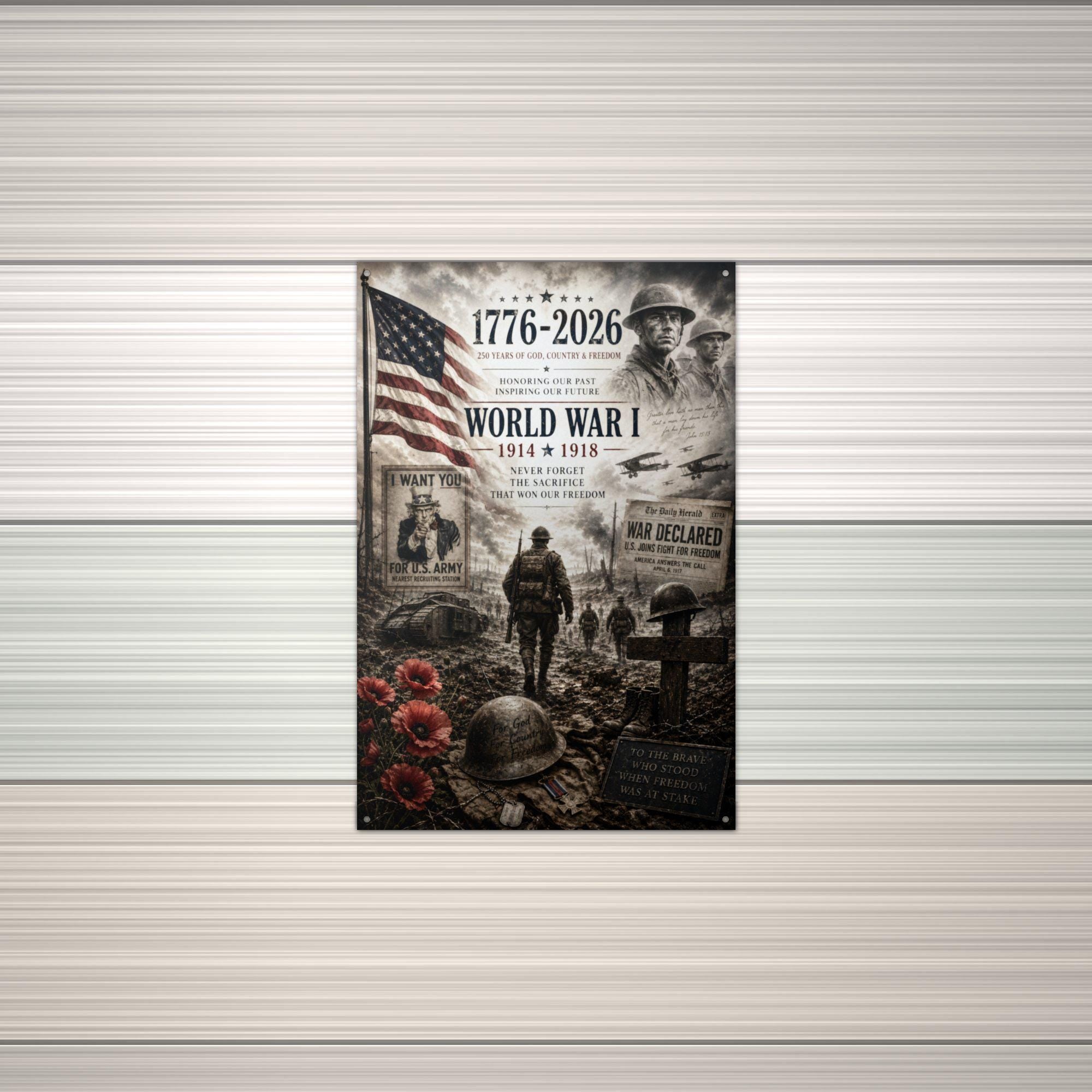 World War I 1914-1918 Patriotic Metal Sign Aluminum Sign — alternate angle