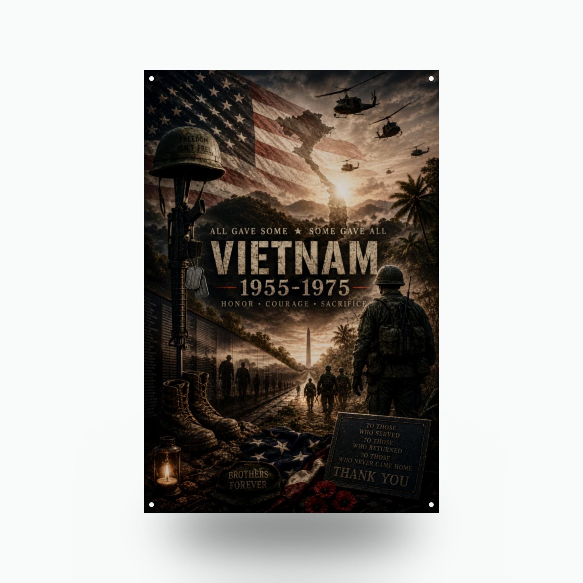 Vietnam 1955-1975 Patriotic Metal Sign Aluminum Sign — front view on white background