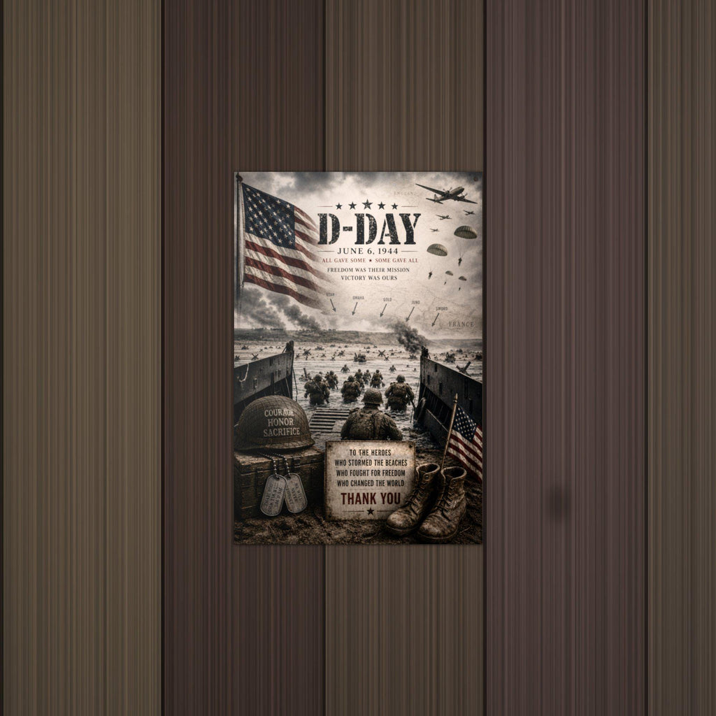 D-Day June 6 1944 Patriotic Metal Sign Aluminum Sign — detail view